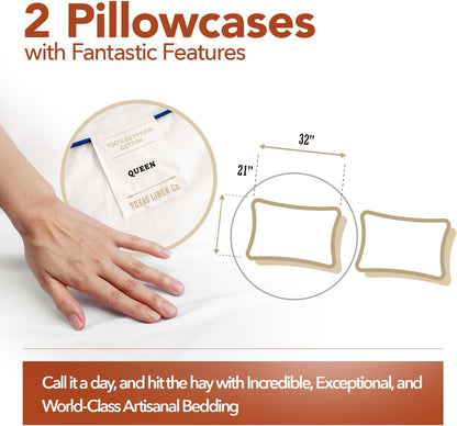. 600 Series Egyptian Cotton Queen Pillow Cases Set of 2