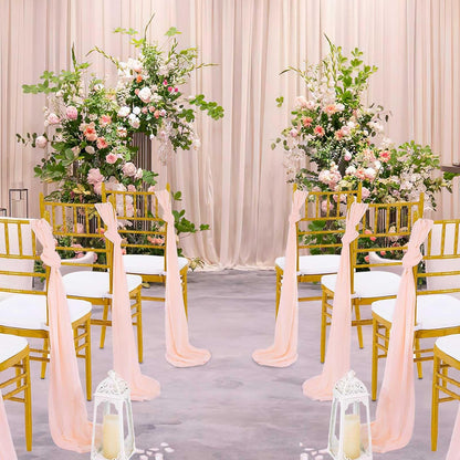 10FT Light Peach Table Runner 10 Packs Chiffon Wedding Valance Table Swags