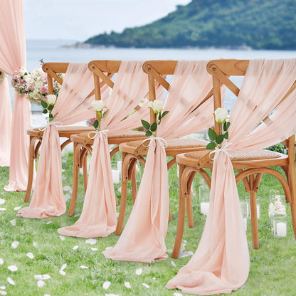 10FT Light Peach Table Runner 10 Packs Chiffon Wedding Valance Table Swags