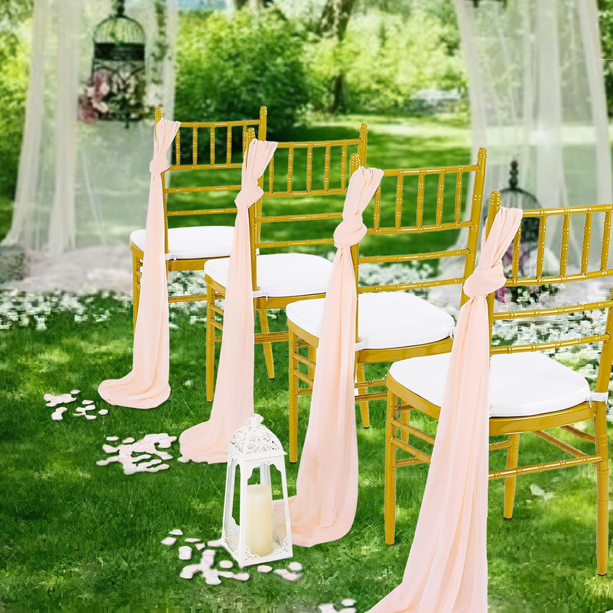 10FT Light Peach Table Runner 10 Packs Chiffon Wedding Valance Table Swags