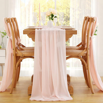 10FT Light Peach Table Runner 10 Packs Chiffon Wedding Valance Table Swags