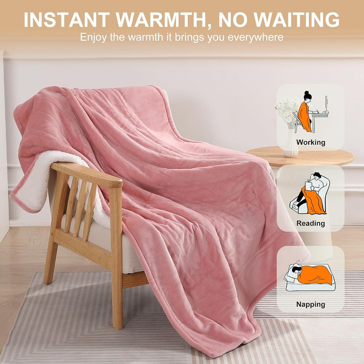 Heated Blanket Pink Heated Throw Blanket 50X60 Ultra Warm Electric Blanket