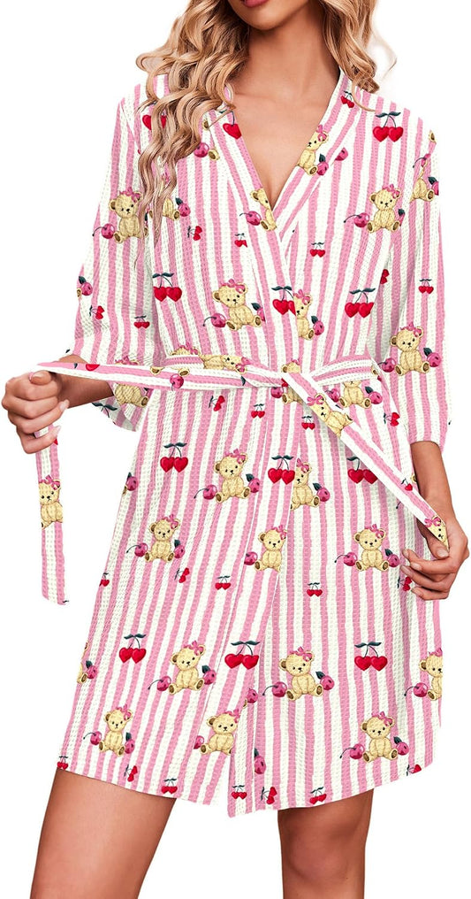 Robes for Women Waffle Knit Bathrobe Soft Lightweight Loungewear