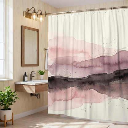 Abstract Shower Curtain, Modern Minimalistic Waves Splash None Peach Waterproof Fabric Toile Cloth Shower Curtains for Bathroom Bathtub Apartment Decor 72x72 Inch