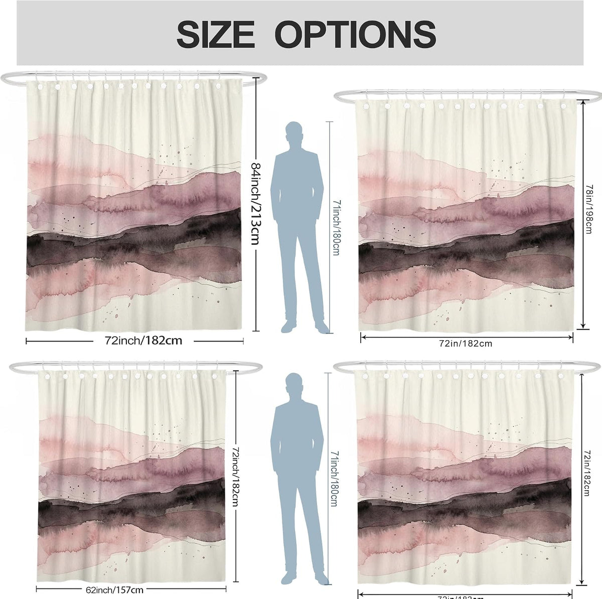 Abstract Shower Curtain, Modern Minimalistic Waves Splash None Peach Waterproof Fabric Toile Cloth Shower Curtains for Bathroom Bathtub Apartment Decor 72x72 Inch
