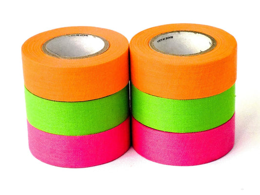 Sports Tape, Quality Adhesive, Strong Grip Tape & Durable, Breathable Cotton Material, Perfect Bat Tape for Baseball, Tennis or Hockey Sticks(Pack of 6 Assorted Colors-Neon Orange, Green, Pink)