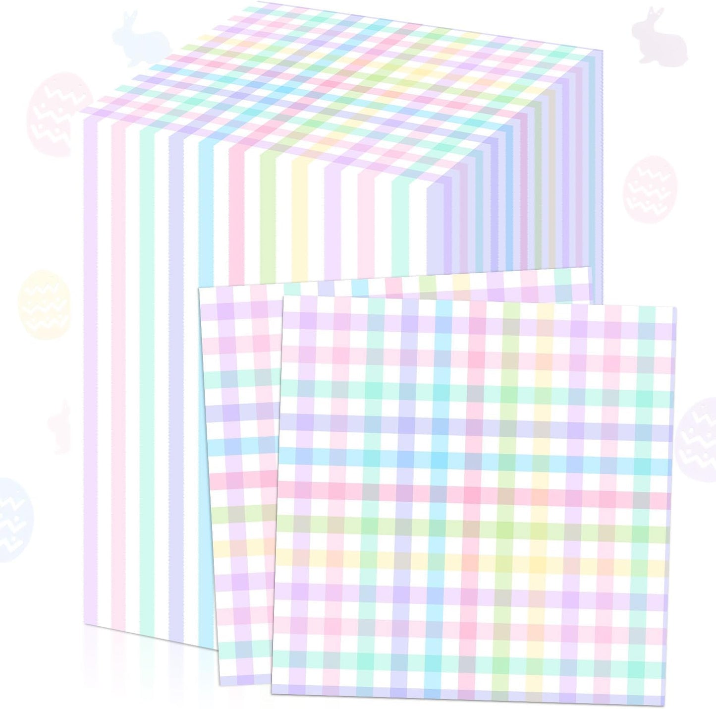 100 Pcs Pastel Paper Napkins—Disposable Plaid, Stripes, Polka Dots, Scallop Designs—Party Tableware for Summer, Birthday, Wedding, Cocktail(Pink,Fresh Style)