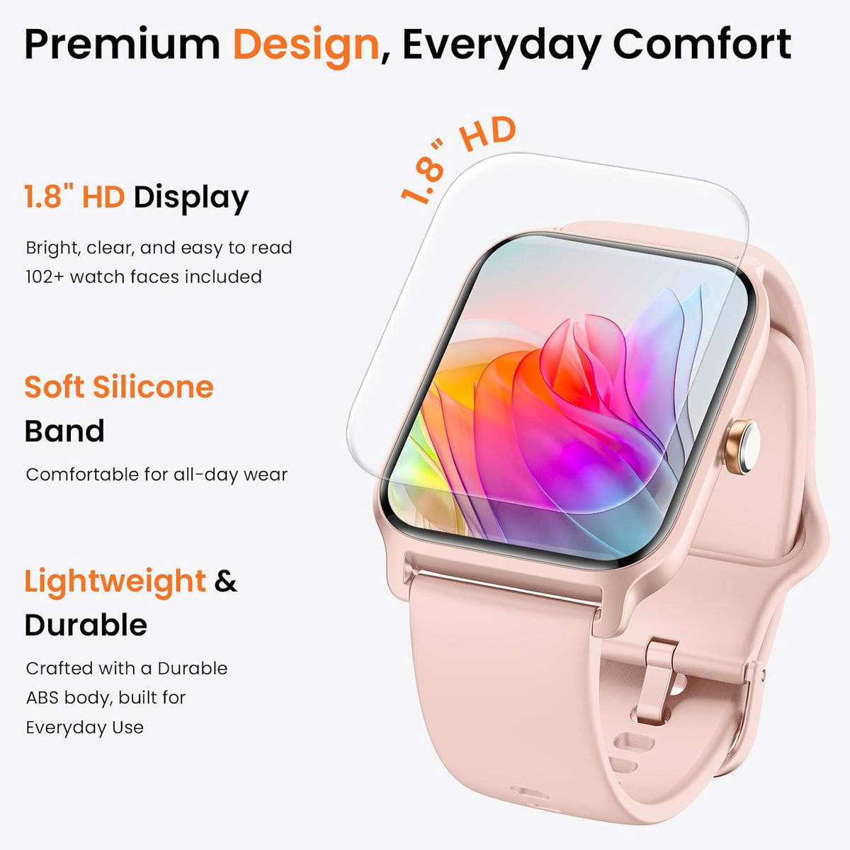 Smart Watch for Women Android & iPhone, Alexa Built-in [1.8" HD Screen] IP68 Waterproof Fitness Watch with Bluetooth Call (Answer/Make), Heart Rate/Sleep/SpO2 Monitor, 105 Sports Trackers