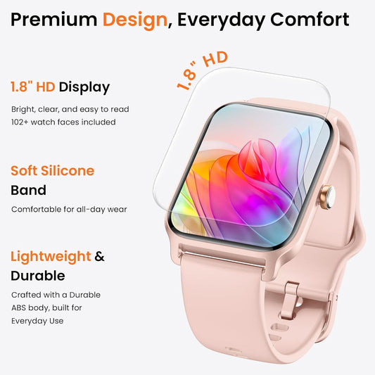 Smart Watch for Women Android & iPhone, Alexa Built-in [1.8" HD Screen] IP68 Waterproof Fitness Watch with Bluetooth Call (Answer/Make), Heart Rate/Sleep/SpO2 Monitor, 105 Sports Trackers