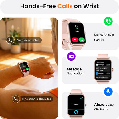 Smart Watch for Women Android & iPhone, Alexa Built-in [1.8" HD Screen] IP68 Waterproof Fitness Watch with Bluetooth Call (Answer/Make), Heart Rate/Sleep/SpO2 Monitor, 105 Sports Trackers