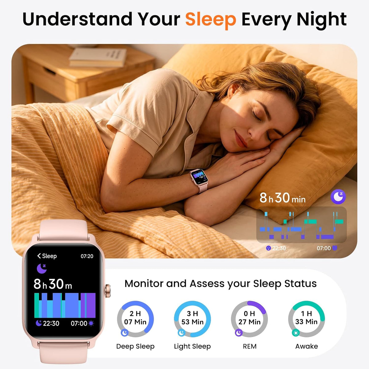 Smart Watch for Women Android & iPhone, Alexa Built-in [1.8" HD Screen] IP68 Waterproof Fitness Watch with Bluetooth Call (Answer/Make), Heart Rate/Sleep/SpO2 Monitor, 105 Sports Trackers