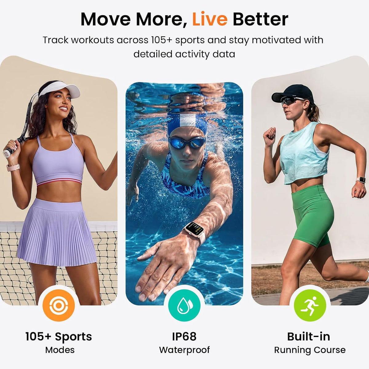 Smart Watch for Women Android & iPhone, Alexa Built-in [1.8" HD Screen] IP68 Waterproof Fitness Watch with Bluetooth Call (Answer/Make), Heart Rate/Sleep/SpO2 Monitor, 105 Sports Trackers