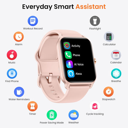 Smart Watch for Women Android & iPhone, Alexa Built-in [1.8" HD Screen] IP68 Waterproof Fitness Watch with Bluetooth Call (Answer/Make), Heart Rate/Sleep/SpO2 Monitor, 105 Sports Trackers