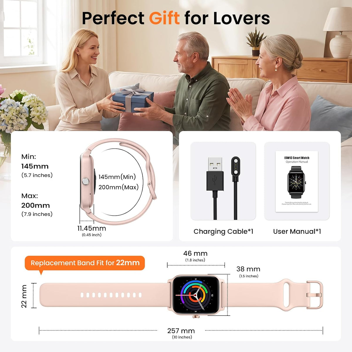 Smart Watch for Women Android & iPhone, Alexa Built-in [1.8" HD Screen] IP68 Waterproof Fitness Watch with Bluetooth Call (Answer/Make), Heart Rate/Sleep/SpO2 Monitor, 105 Sports Trackers