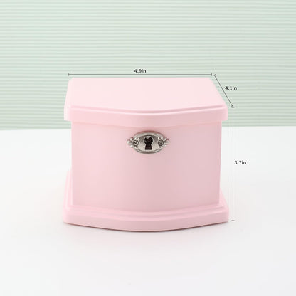 Pink Small Ballerina Musical Jewelry Box with Mirror and Lock for Girls，Pink Kid's Jewelry Storage Music Chest,Gift for Christmas,New Year,Birthday