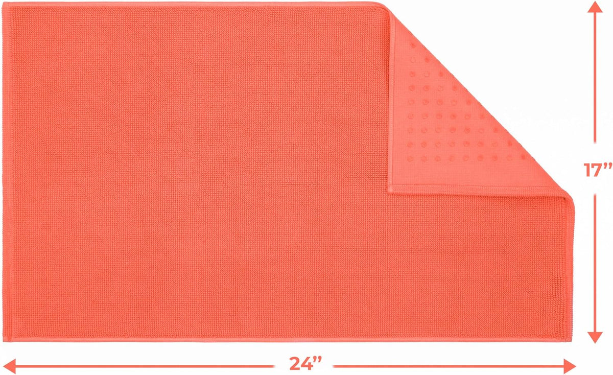 Cotton Paradise 100% Cotton Turkish Bathmat Rug, Soft Absorbent Quick Dry Non Slip, 17x24 Bathmat Rug, Coral