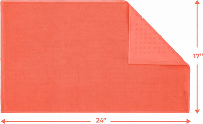 Cotton Paradise 100% Cotton Turkish Bathmat Rug, Soft Absorbent Quick Dry Non Slip, 17x24 Bathmat Rug, Coral