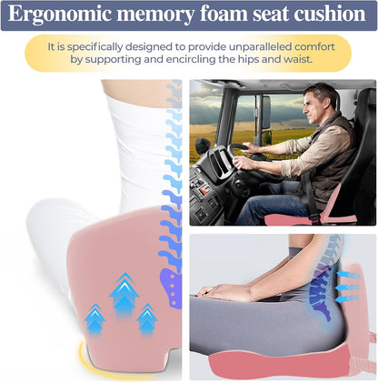 Car Seat Cushion with Lumbar Support Pillow, Seat Cushion for Driving