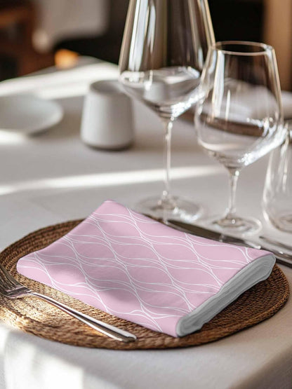 Pink Stripes Line Cloth Napkins Set of 6, Country Abstract Art Waves Striped Classic Reusable Dinner Napkins Cloth Washable Dinner Towel for Wedding Party Kitchen Table Decoration, 20x20 Inch