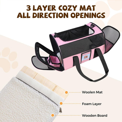 Cat Carrier Soft with Detachable Food Bowl,Soft-Sided Pet Bag(Up to 16 lbs)