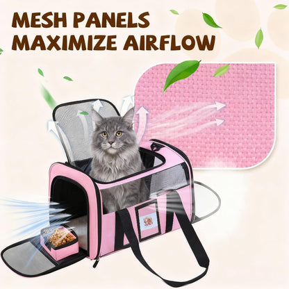 Cat Carrier Soft with Detachable Food Bowl,Soft-Sided Pet Bag(Up to 16 lbs)