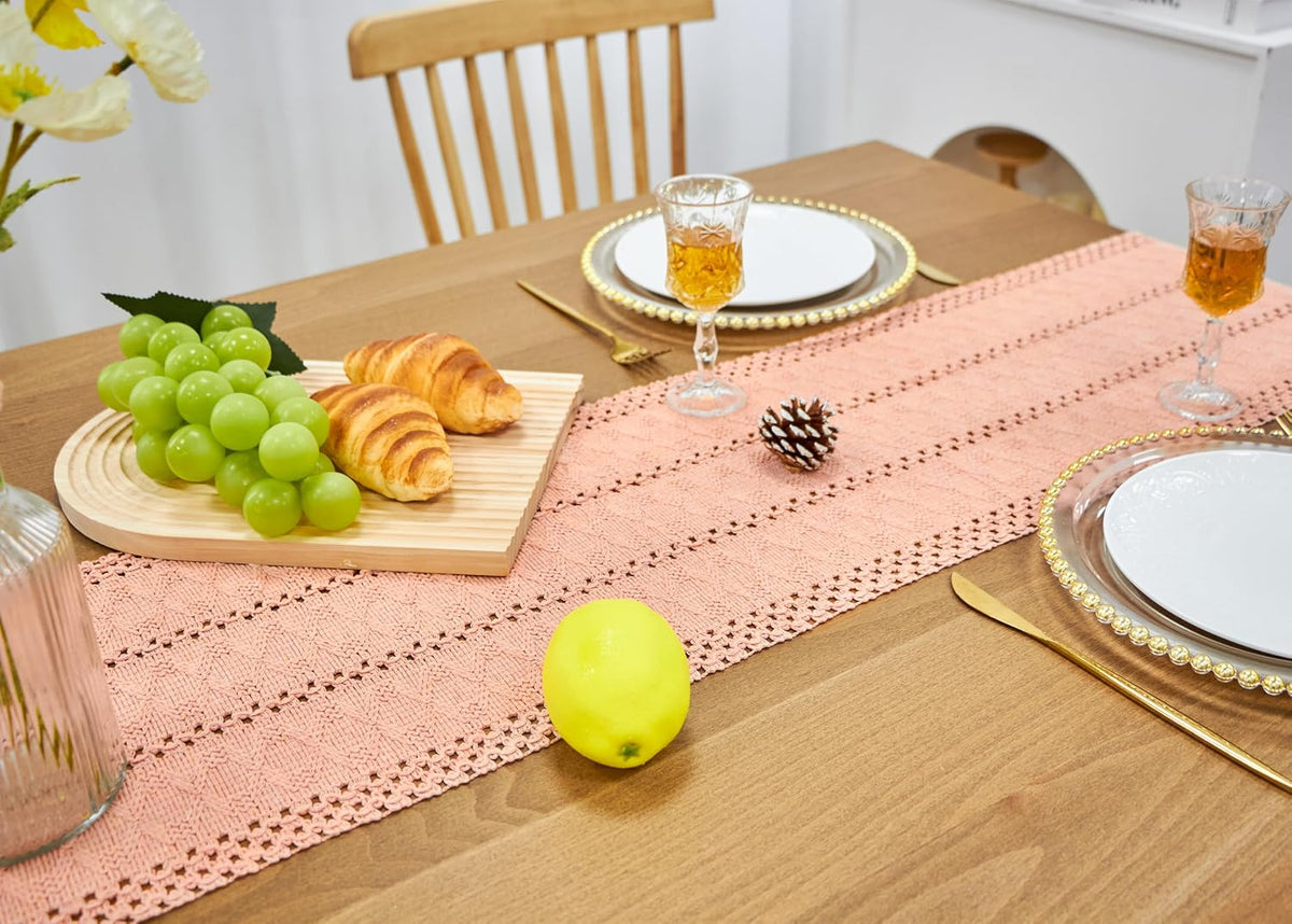 Pink Table Runner Boho Dresser Runner Home Coffee Table Decor 12x72 Inch
