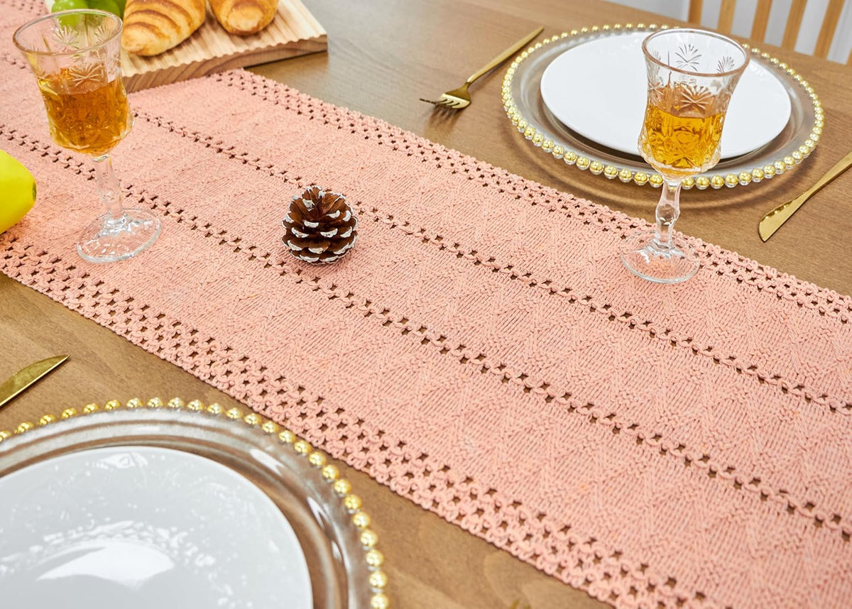 Pink Table Runner Boho Dresser Runner Home Coffee Table Decor 12x72 Inch
