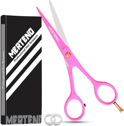 Professional Hair Scissors 6.5” - High Carbon Stainless Steel Barber Salon & Home Use Hair Cutting Scissors – Super Sharp Hair Shears Blades - Ergonomic for Men, Women & All Ages (pink, 6.5 inches)