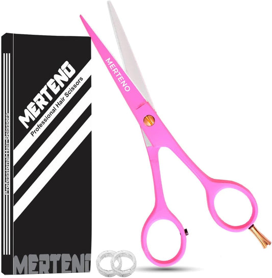 Professional Hair Scissors 6.5” - High Carbon Stainless Steel Barber Salon & Home Use Hair Cutting Scissors – Super Sharp Hair Shears Blades - Ergonomic for Men, Women & All Ages (pink, 6.5 inches)