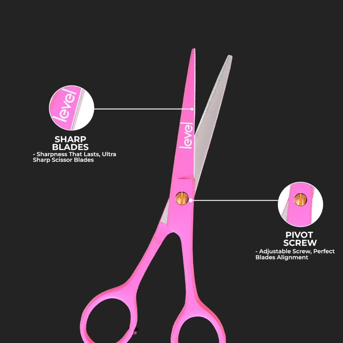 Professional Hair Scissors 6.5” - High Carbon Stainless Steel Barber Salon & Home Use Hair Cutting Scissors – Super Sharp Hair Shears Blades - Ergonomic for Men, Women & All Ages (pink, 6.5 inches)