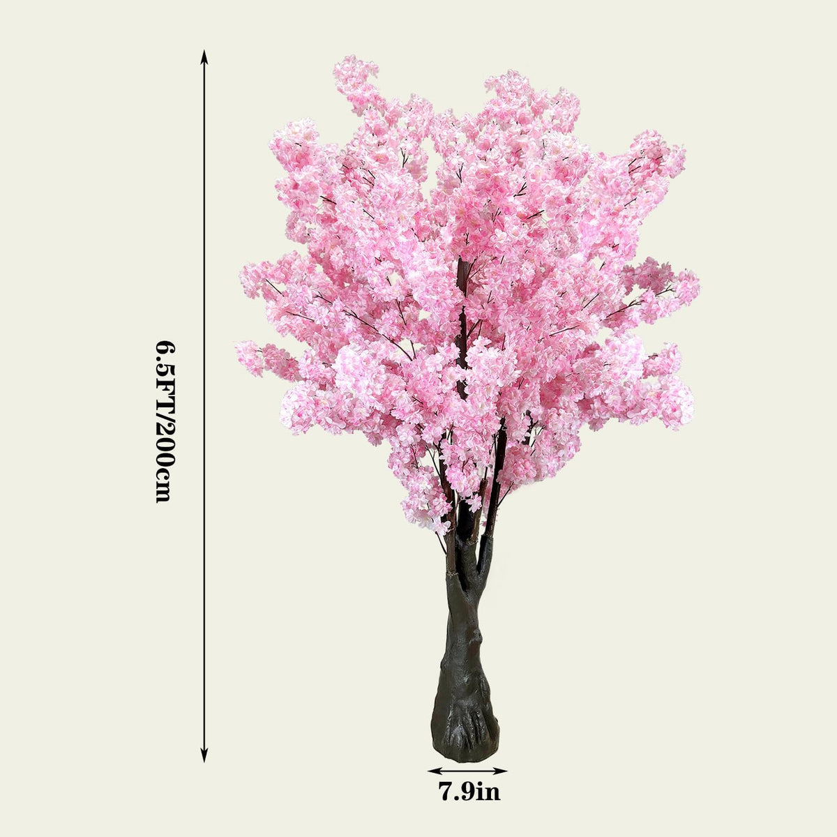 Pink Artificial Cherry Blossom Trees Faux Cherry Blossom Tree Pink Tree for Office Wedding Home Office Living Room House Indoor Outdoor Decor（6.5ft/2m, Pink）