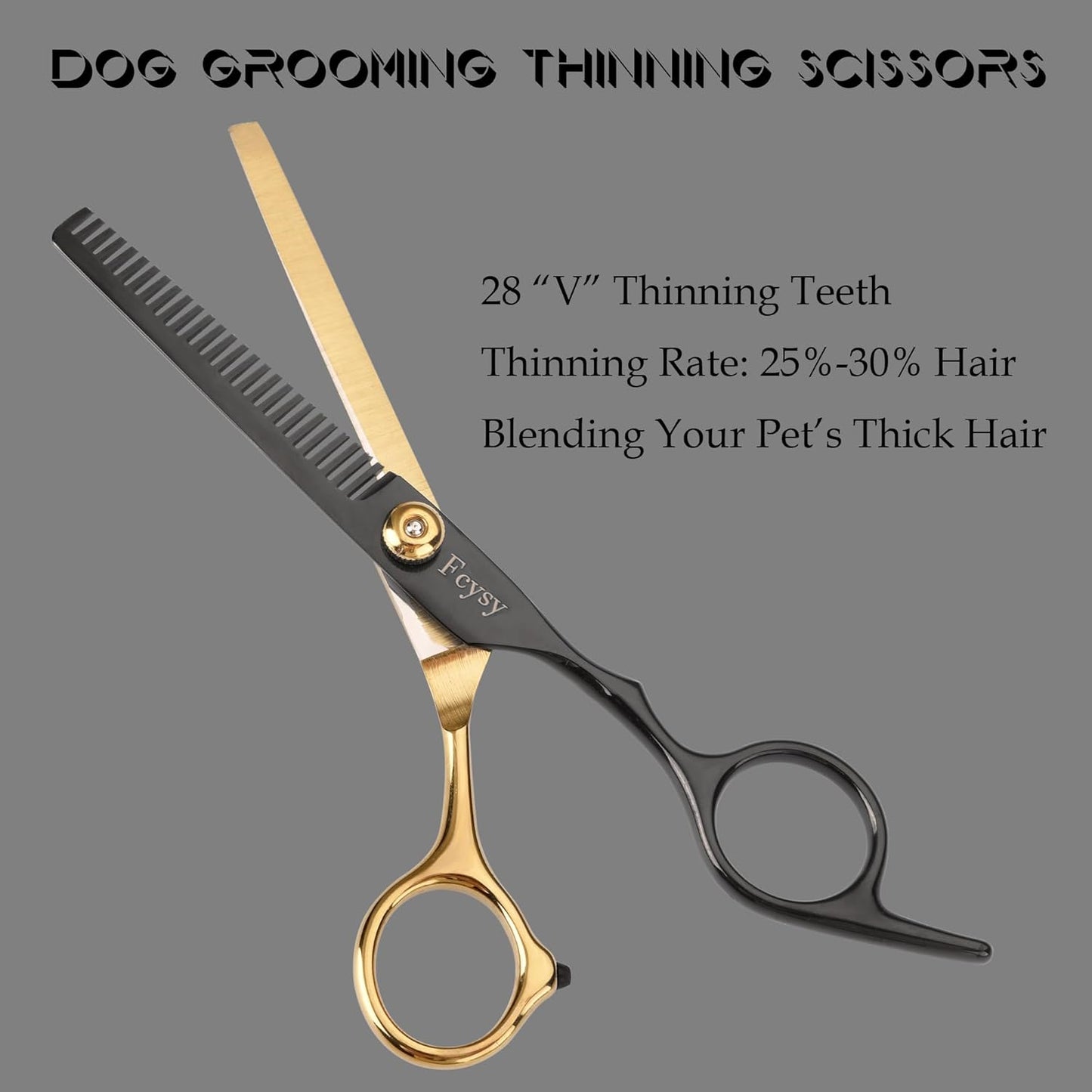 Dog Grooming Scissors Kit, Fcysy Professional Pet Shears for Cats at Home, Dog Grooming Tools with Curved & Straight Blades Scissors Thinning Shears Pet Supply Set