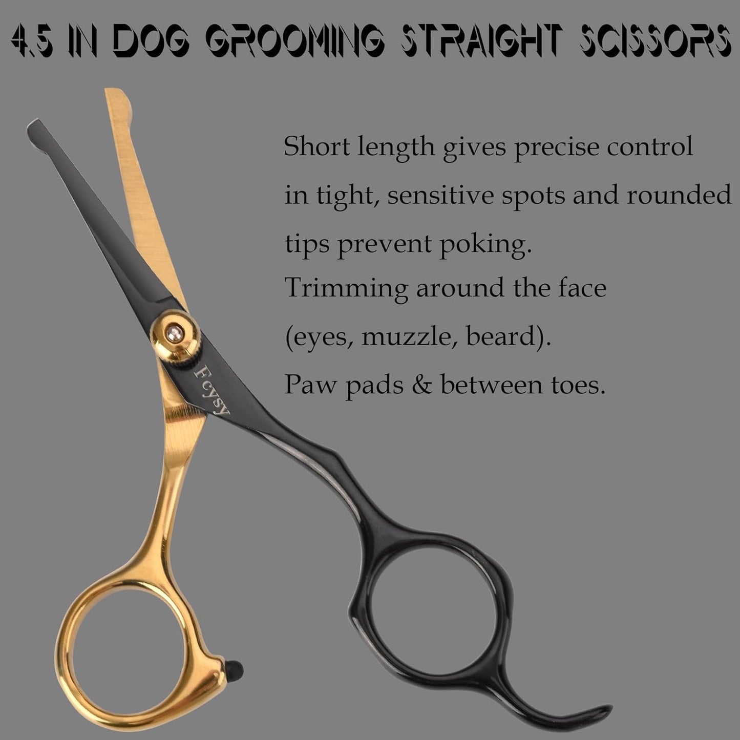Dog Grooming Scissors Kit, Fcysy Professional Pet Shears for Cats at Home, Dog Grooming Tools with Curved & Straight Blades Scissors Thinning Shears Pet Supply Set
