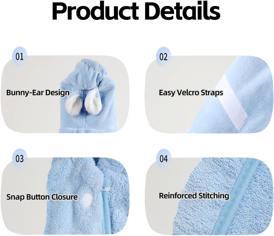 MANON ROSA Quick-Dry Pet Bathrobe & Towel with Hood - Coral Fleece Absorbent Small Medium Large Dog Cat Robe for Post-Bath, Pool & Beach Drying Accessory (Pink,S)