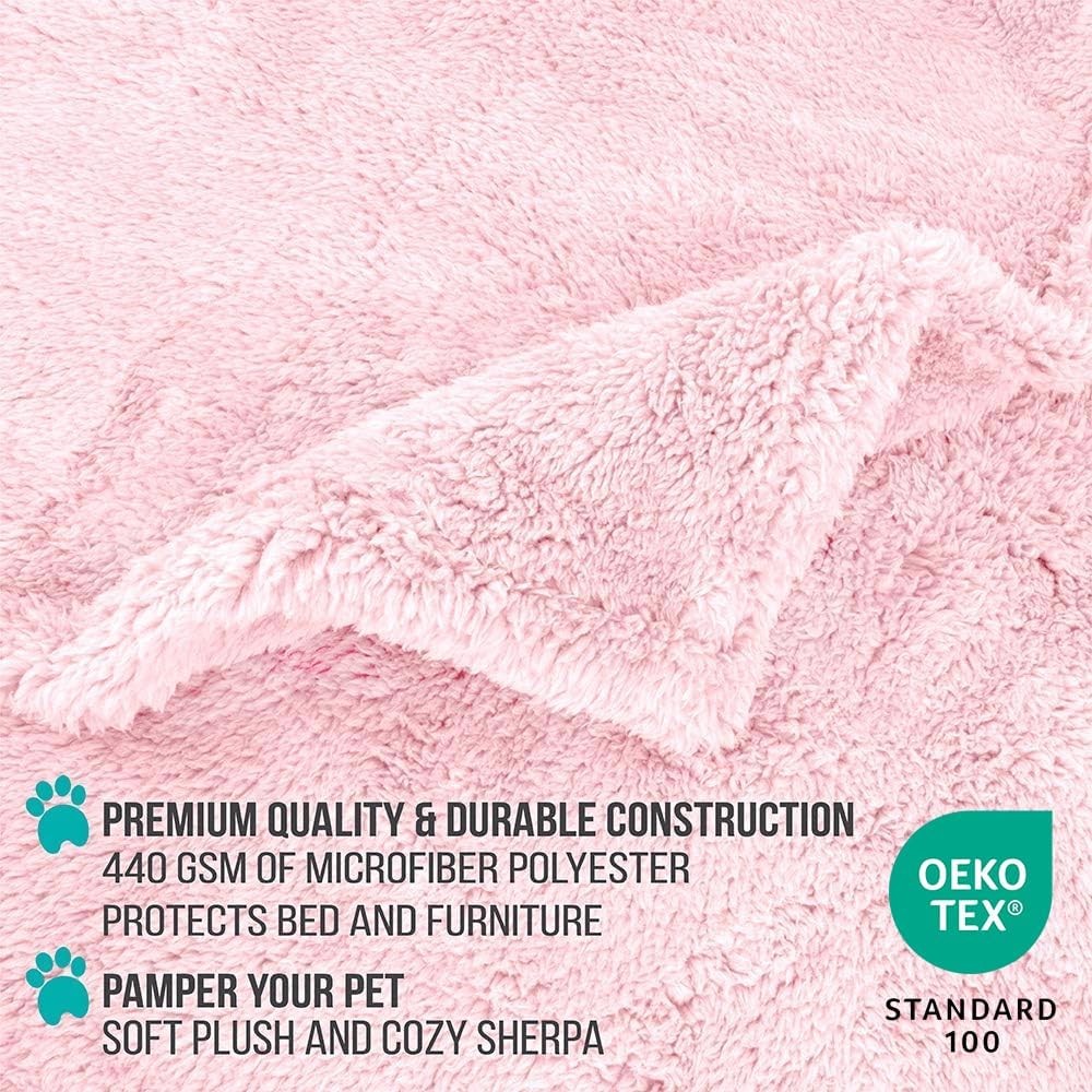 Fluffy Sherpa Waterproof Dog Blanket for Small Pet Cat, 24x32 Pink