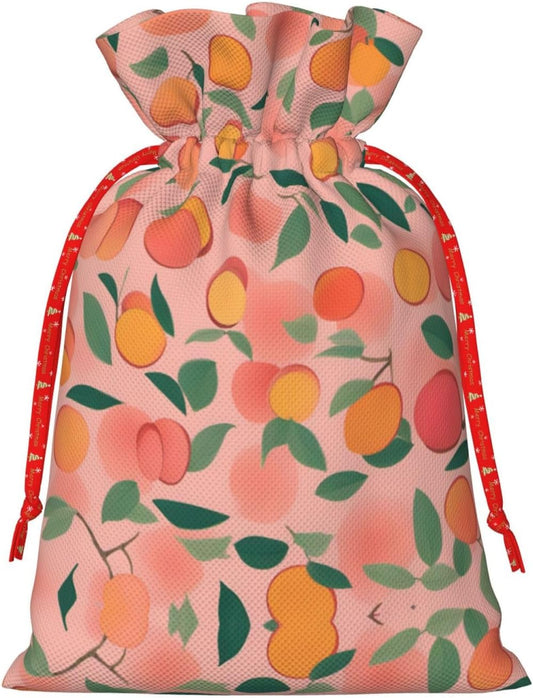 MDATT Pink Peach Pattern Seamless Pattern 1 Drawstring Gift Bags,5 X 7 Inch Goodie Bags For Wedding Party,Christmas Birthday Halloween Decor