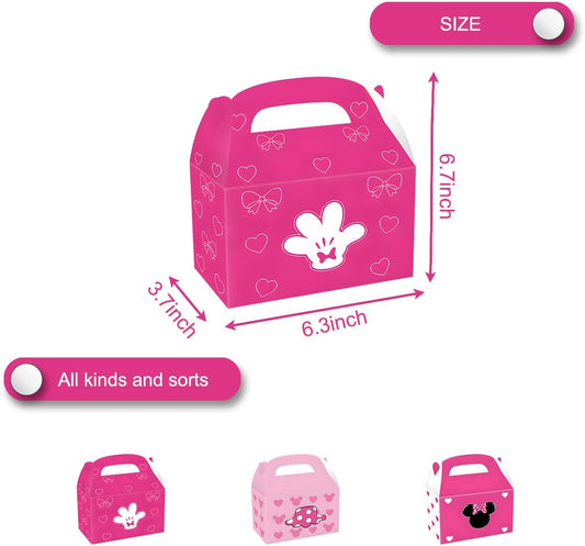 12Pcs Pink Mouse Gift Box,For Mouse,3 Styles of Cute Mouse Theme Party Favor Candy Boxes,for Cartoons Theme Birthday Gift Giving Party Favors Decorations Supplies