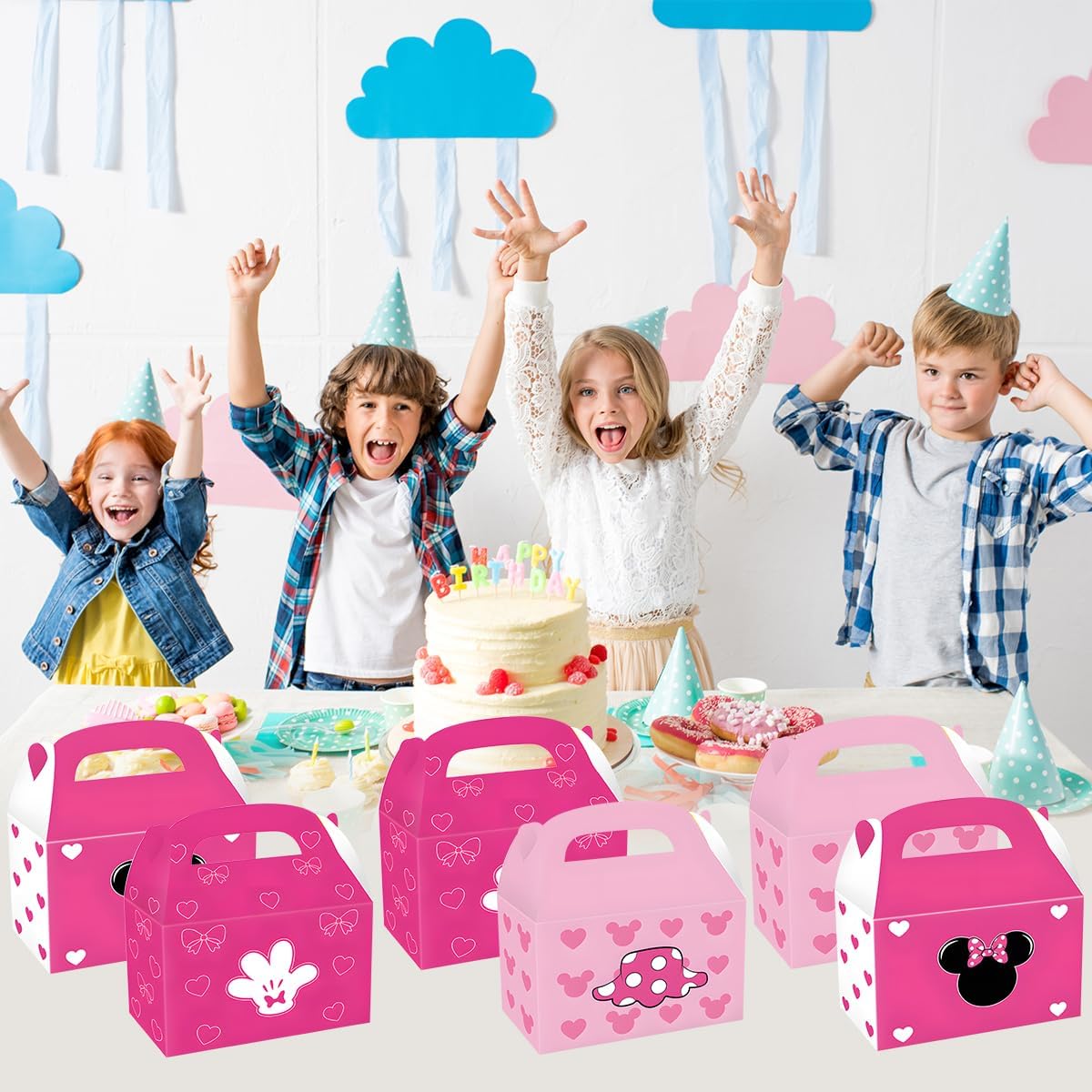 12Pcs Pink Mouse Gift Box,For Mouse,3 Styles of Cute Mouse Theme Party Favor Candy Boxes,for Cartoons Theme Birthday Gift Giving Party Favors Decorations Supplies