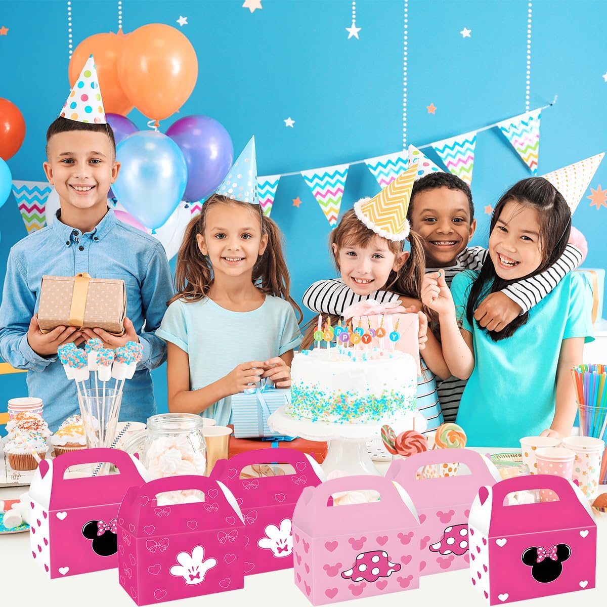 12Pcs Pink Mouse Gift Box,For Mouse,3 Styles of Cute Mouse Theme Party Favor Candy Boxes,for Cartoons Theme Birthday Gift Giving Party Favors Decorations Supplies