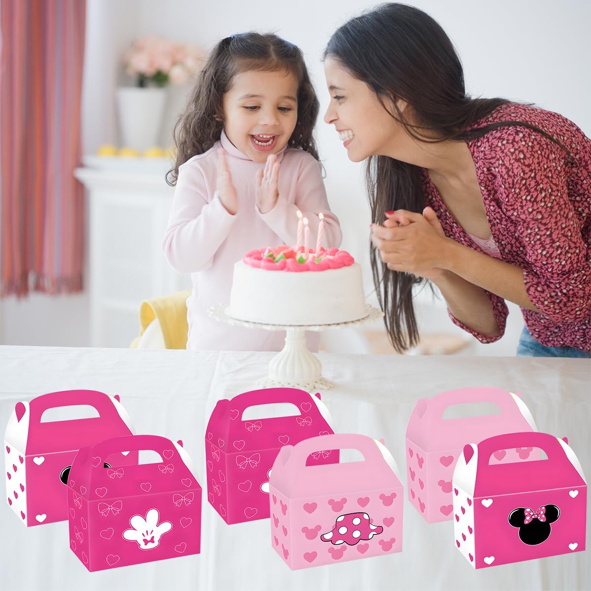 12Pcs Pink Mouse Gift Box,For Mouse,3 Styles of Cute Mouse Theme Party Favor Candy Boxes,for Cartoons Theme Birthday Gift Giving Party Favors Decorations Supplies