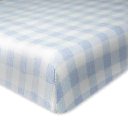Unisex-Baby Fitted Crib Sheets Set Standard Mattress, 100% Organic Cotton Baby Boys, Girls, Neutral, 1 Pack - Peach Skin Painted Buffalo Check, One Size