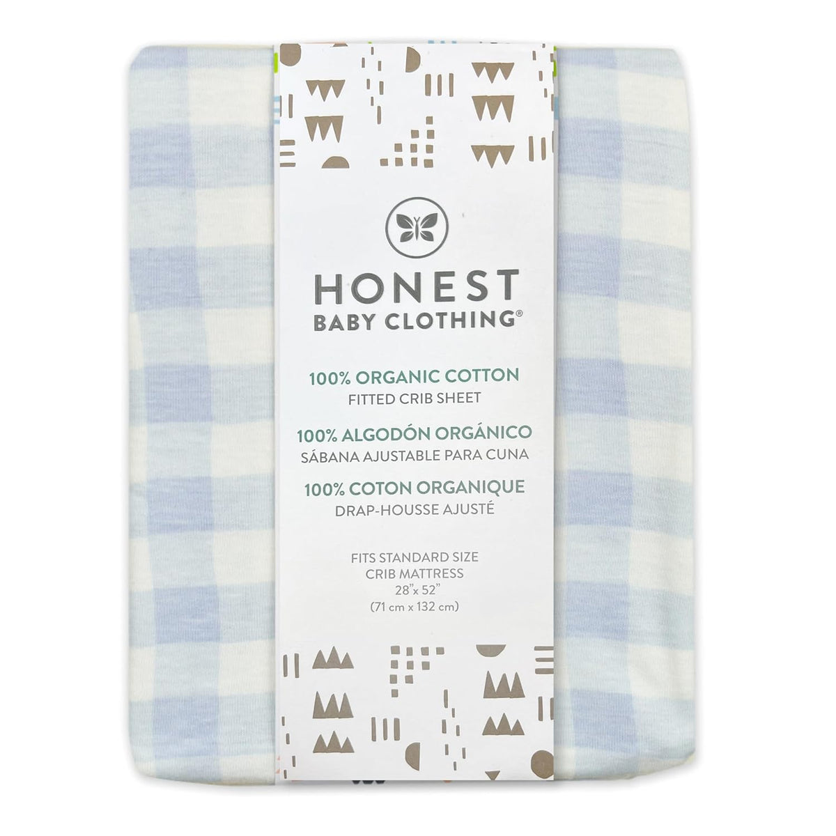 Unisex-Baby Fitted Crib Sheets Set Standard Mattress, 100% Organic Cotton Baby Boys, Girls, Neutral, 1 Pack - Peach Skin Painted Buffalo Check, One Size
