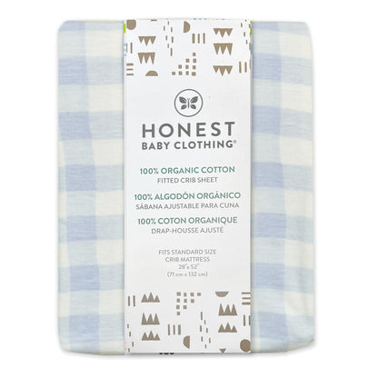 Unisex-Baby Fitted Crib Sheets Set Standard Mattress, 100% Organic Cotton Baby Boys, Girls, Neutral, 1 Pack - Peach Skin Painted Buffalo Check, One Size