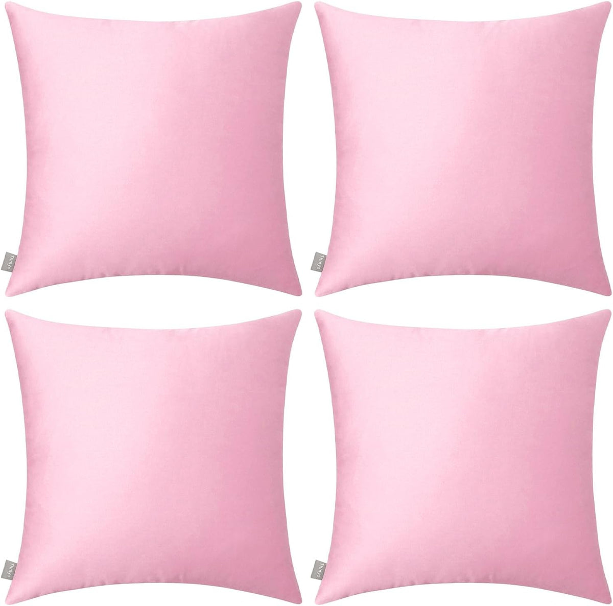 4-Pack 100% Cotton Solid Decorative Throw Pillow Covers 18x18 Pink