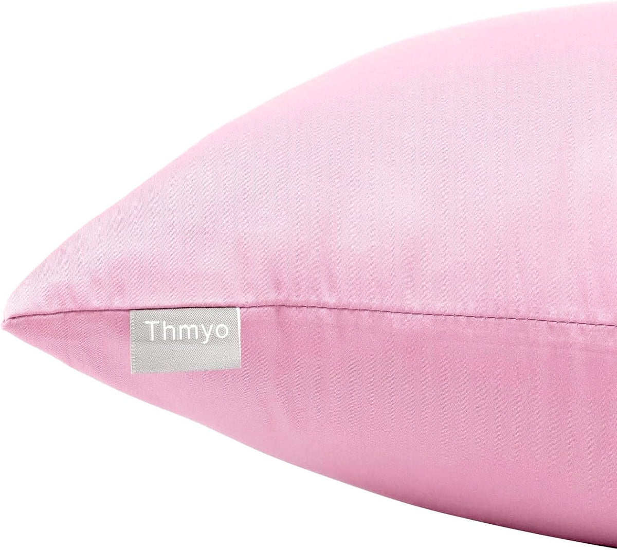 4-Pack 100% Cotton Solid Decorative Throw Pillow Covers 18x18 Pink