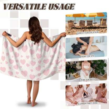 Bath Shower Wrap for Women- with Adjustable Closure & Pockets Body Towel Wraps Absorbent Breathable Spa Gym Bath