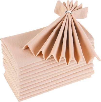 85% Cotton 15% Linen Dinner Cloth Set of 12 Napkins for Everyday Use Over Sized Easter Special Mitered Corners Napkins, Pre Shrunk Good Absorbency Ultra Soft Quality 18x18 in(Peach)