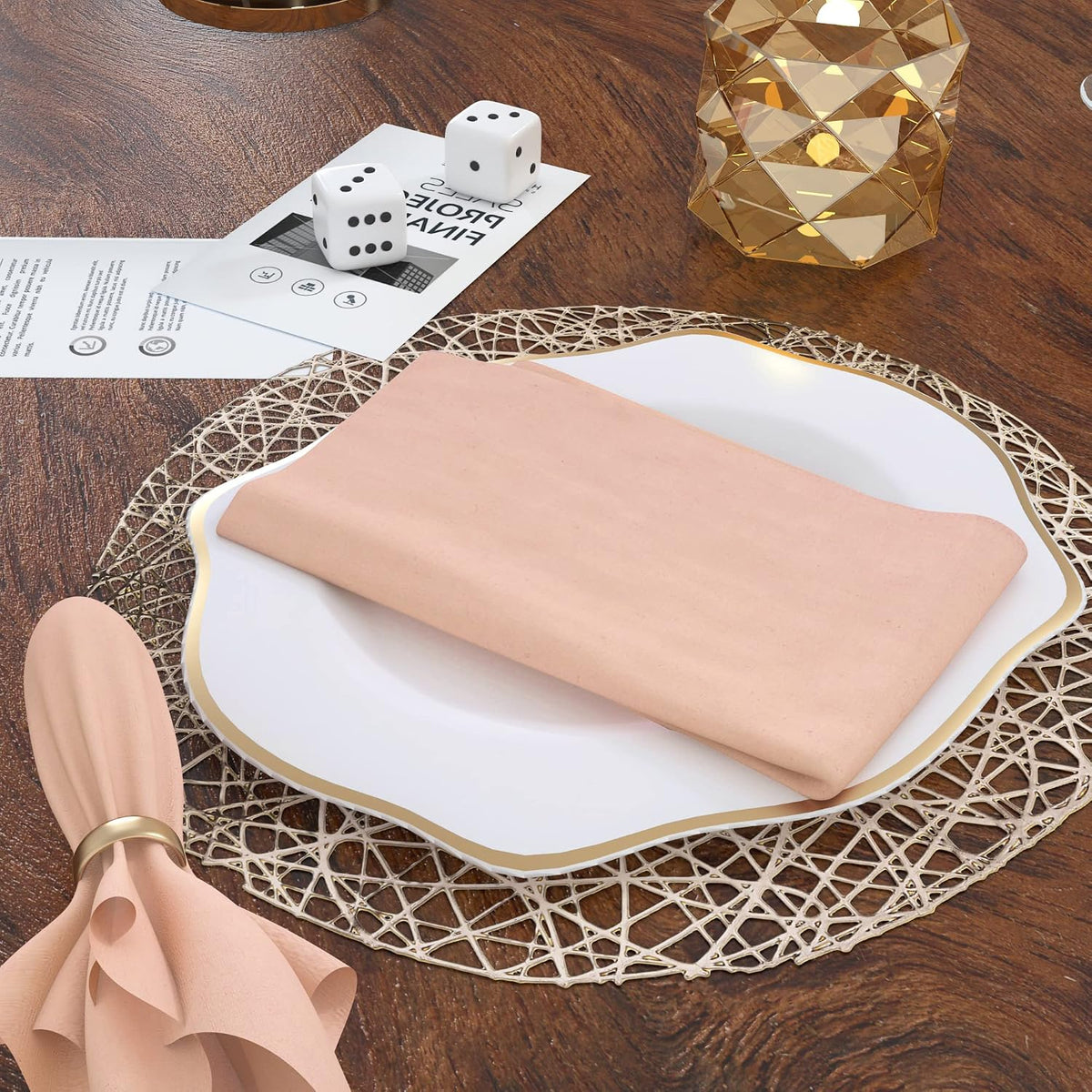85% Cotton 15% Linen Dinner Cloth Set of 12 Napkins for Everyday Use Over Sized Easter Special Mitered Corners Napkins, Pre Shrunk Good Absorbency Ultra Soft Quality 18x18 in(Peach)