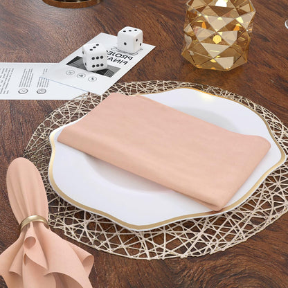 85% Cotton 15% Linen Dinner Cloth Set of 12 Napkins for Everyday Use Over Sized Easter Special Mitered Corners Napkins, Pre Shrunk Good Absorbency Ultra Soft Quality 18x18 in(Peach)