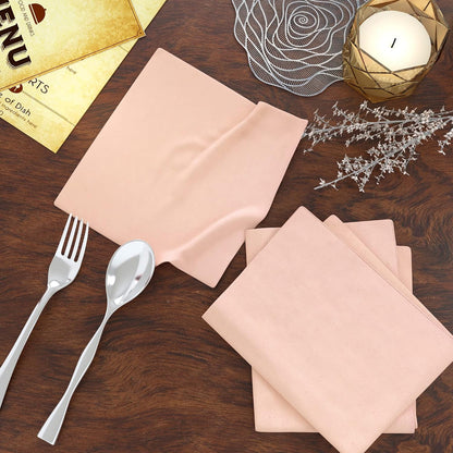 85% Cotton 15% Linen Dinner Cloth Set of 12 Napkins for Everyday Use Over Sized Easter Special Mitered Corners Napkins, Pre Shrunk Good Absorbency Ultra Soft Quality 18x18 in(Peach)